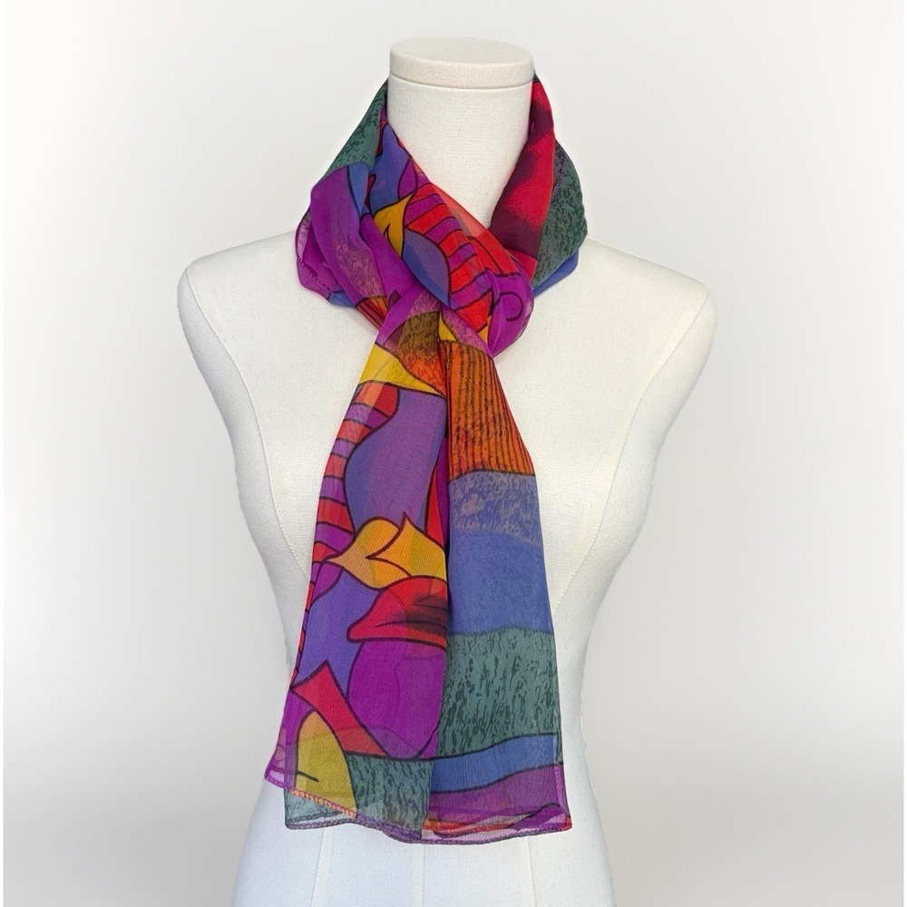 Picasso Colorful Lightweight Abstract Scarf Shawl Wrap Art-to-wear Museum Artsy